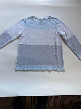 croft & barrow Light Blue and White Striped Crewneck Sweater - Men